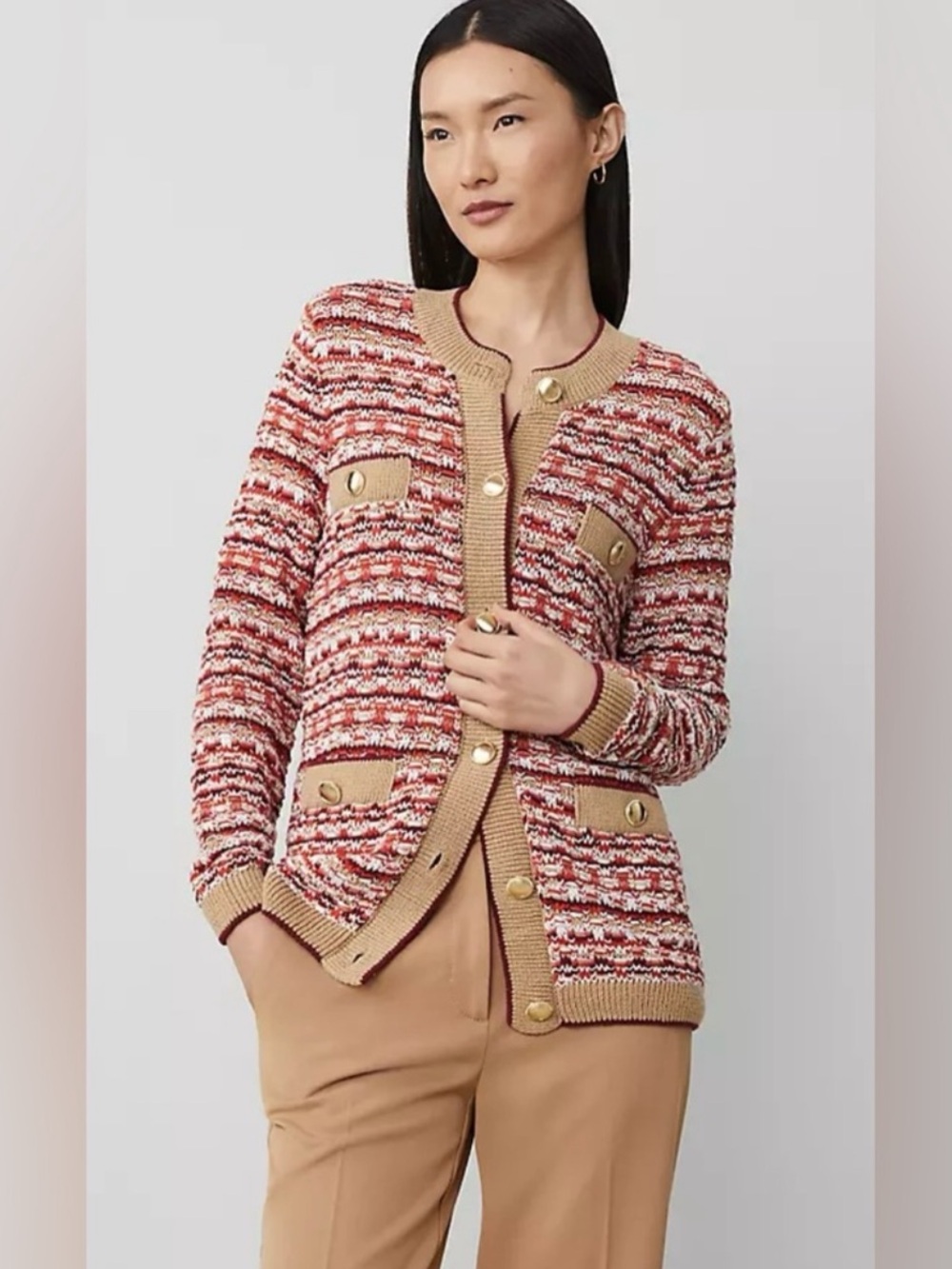 Ann Taylor Tweed Stitch Cardigan Sweater XS